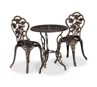 Relaxdays Salon de jardin, pour 2 personnes, design romantique, fonte d'aluminium, pour le balcon, noir et bronze