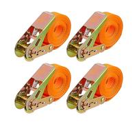 Relaxdays Sangles d'arrimage avec cliquet, 4 pièces, 4 m, 500 kg, Fixation Chargement Voiture et remorque, Orange
