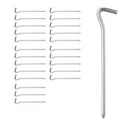 Relaxdays Sardines, Lot de 24, arrondis, sols normaux & durs, Sardines Camping, Fer zingué, 18 cm de Long, argenté