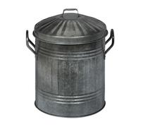 Relaxdays Seau à Cendres avec Couvercle, 10 litres, Fer galvanisé, récipient pour Charbon, cheminée, poêle, Argent