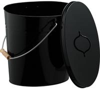 Relaxdays Seau à Cendres, avec Couvercle, 12 litres, Anse, pour la cheminée ou Encore Le poêle, Noir