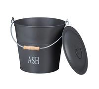 Relaxdays Seau à cendres, avec couvercle, 12 litres, poignée de transport, cheminée & barbecue, bac à charbon, gris