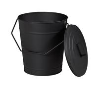 Relaxdays Seau pour Cendres Couvercle, Transport et Refroidissement de Cendres, cheminée, Four, grilles, 12l,Acier,Noir
