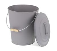 Relaxdays Seau à cendres, avec couvercle, 24 litres, poignée de transport, bac à charbon, cheminée & barbecue, gris
