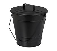 Relaxdays Seau à Cendres, avec Couvercle et Anse, 7 litres, en Fer, pour la cheminée ou Le poêle, Noir
