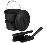 relaxdays Seau à cendres avec couvercle & set de balayage 7,5 L