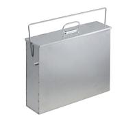 Relaxdays Seau à cendres, carré, bac avec couvercle, 15 L, acier galvanisé, poubelle cheminée, barbecue, poêle, argenté