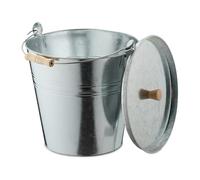 Relaxdays Seau à Cendres, Couvercle, Anse, Volume : 12,5 litres, pour la cheminée, Acier, argenté