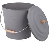 relaxdays Seau à cendres gris avec couvercle 12l