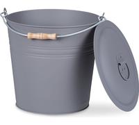 relaxdays Seau à cendres gris avec couvercle