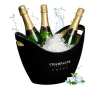 Relaxdays Seau à Champagne, en Plastique, capacité : 8 litres, H x L x P : 25,5 x 35 x 25,5 cm, Noir et doré
