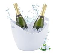 Relaxdays Seau à Champagne, Facile à Transporter, capacité : 8 litres, H x L x P : 25,5 x 35 x 25,5 cm, Blanc
