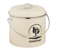 Relaxdays Seau à compost, 2 filtres à charbon actif, couvercle, anse, 3,5 litres, pour vos déchets organiques, crème