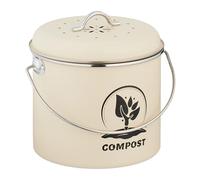 Relaxdays Seau à Compost, 2 filtres à Charbon Actif, Couvercle, Anse, 3,5 litres, pour Vos déchets organiques, crème