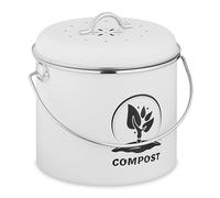 Relaxdays Seau à compost 3,5 L – Filtres à charbon, Couvercle, Anse – Blanc