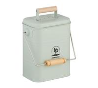 Relaxdays Seau à Compost, 3,5 litres, 2 filtres à Charbon Actif, Couvercle, Anse, pour la Cuisine, Vert Menthe