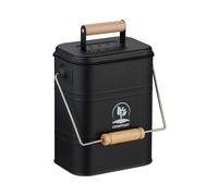 Relaxdays Seau à Compost, 3,5 litres, 2 filtres à Charbon Actif, Couvercle, Anse, pour la Cuisine, Noir