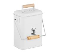 Relaxdays Seau à Compost, 3,5 litres, 2 filtres à Charbon Actif, Couvercle, Anse, pour la Cuisine, Blanc