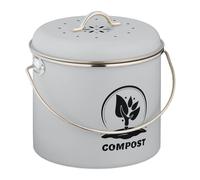 Relaxdays Seau à Compost, 2 filtres à Charbon Actif, Couvercle, Anse, 3,5 litres, pour Vos déchets organiques, Gris
