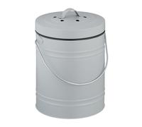 Relaxdays Seau à compost 5 l, petit, avec couvercle et 2 filtres à charbon actif, gris