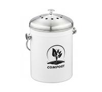 Relaxdays Seau à Compost 5 litres, Couvercle, 2 filtres à Charbon Actif, Acier Inoxydable, rétro, pour la Cuisine