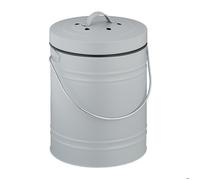 Relaxdays Seau à compost, 5 litres, petite poubelle, 2 filtres à charbon actif, couvercle, pour la cuisine, gris