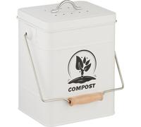 relaxdays Seau à compost avec filtre anti-odeur 6 litres