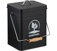 relaxdays Seau à compost avec filtre anti-odeur 6 litres