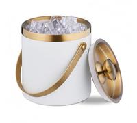 Relaxdays Seau à Glace, Acier Inoxydable, à Double paroi, récipient avec Couvercle et Anse, 1,5 L, Contenant glaçons