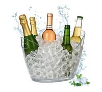 Relaxdays Seau à glaçon, récipient 6 l, rafraîchir champagne, bière & vin, plastique, HLP 25,5x34,5x26 cm, transparent