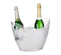 Relaxdays Seau à glaçon, récipient 6 l, rafraîchir champagne, bière & vin, plastique, HLP 25,5x34,5x26 cm, transparent