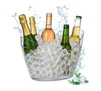 Relaxdays Seau à glaçon, récipient 6 l, rafraîchir champagne, bière & vin, plastique, HLP 25,5x34,5x26 cm, transparent