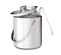 Relaxdays Seau à glaçons rond avec pince en inox argenté 1,5 litres avec couvercle HxlxP: 17 x 15 x 15 cm, argenté