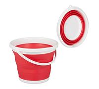 Relaxdays Seau pliable 10 l pour nettoyage de Maison, voiture et camping, rouge