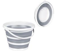 Relaxdays Seau Pliable, 10 litres, Bec verseur, Anse, récipient rétractable pour la Maison & Le Camping, Gris - Blanc