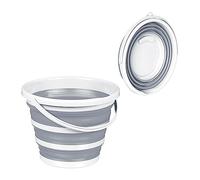 Relaxdays Seau Pliable, 10 litres, Bec verseur, Anse, récipient rétractable pour la Maison & Le Camping, Gris - Blanc