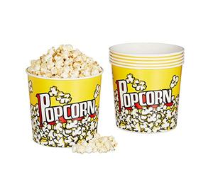 Relaxdays Seau Pop-Corn, Lot de 12, Contenant en Plastique, réutilisable, 2,8 litres, soirée ciné, rétro, Jaune
