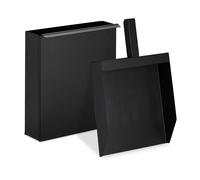 Relaxdays Seau pour Cendres avec Pelle, Contenant pour cheminée, Grillage, Four, Caisse à Cendres, Pelle Fente Noire