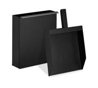 Relaxdays Seau pour cendres avec pelle, contenant pour cheminée, grillage, four, caisse à cendres, pelle fente noire