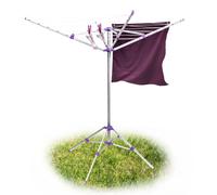 Relaxdays Sèche-linge étendoir à linge extérieur Corde 19 m séchoir parapluie avec bras Support avec 4 piétements étendre vêtement jardin en aluminium, gris