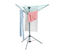 relaxdays Sèche Linge Rotatif, Ligne de 15 m, Jardin et Camping, Pliable, Socle, étendoir de Balcon, H:140cm;argenté