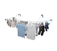 Relaxdays - Séchoir à Linge 15 m à accrocher pour Balcon, Blanc/Bleu