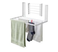 Relaxdays Séchoir à linge magnétique, pliable, sans perçage, H x l x P : 25 x 40,5 x 25 cm, étendoir à linge magnétique, en métal, blanc