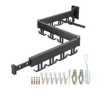 Relaxdays Séchoir à Linge Mural, Pliable et Rotatif, H x L x P : 12 x 127 x 26 cm, séchoir Mural Gain de Place, Noir