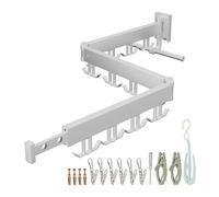 Relaxdays Séchoir à Linge Mural, Pliable et Rotatif, H x L x P : 12 x 127 x 26 cm, séchoir Mural Gain de Place, Blanc