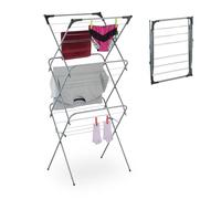 Relaxdays Séchoir à Linge Pliable, 18 Barres, 136x62x51 cm, intérieur, métal, étendoir à Linge Compact, Gris