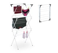 Relaxdays Séchoir à Linge Pliable, 18 Barres, 136x62x51 cm, intérieur, métal, étendoir à Linge Compact, Blanc