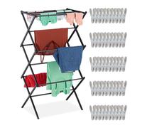 Relaxdays Séchoir à linge pliable avec 50 pinces