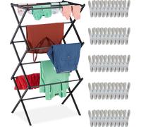 relaxdays Séchoir à linge pliable avec 50 pinces