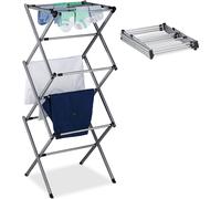 Relaxdays Étendoir à Linge, Pliable, 11 Barres, 6 Niveaux, Extensible, métallique, HxLxP : 107 x 73 x 37 cm, argenté